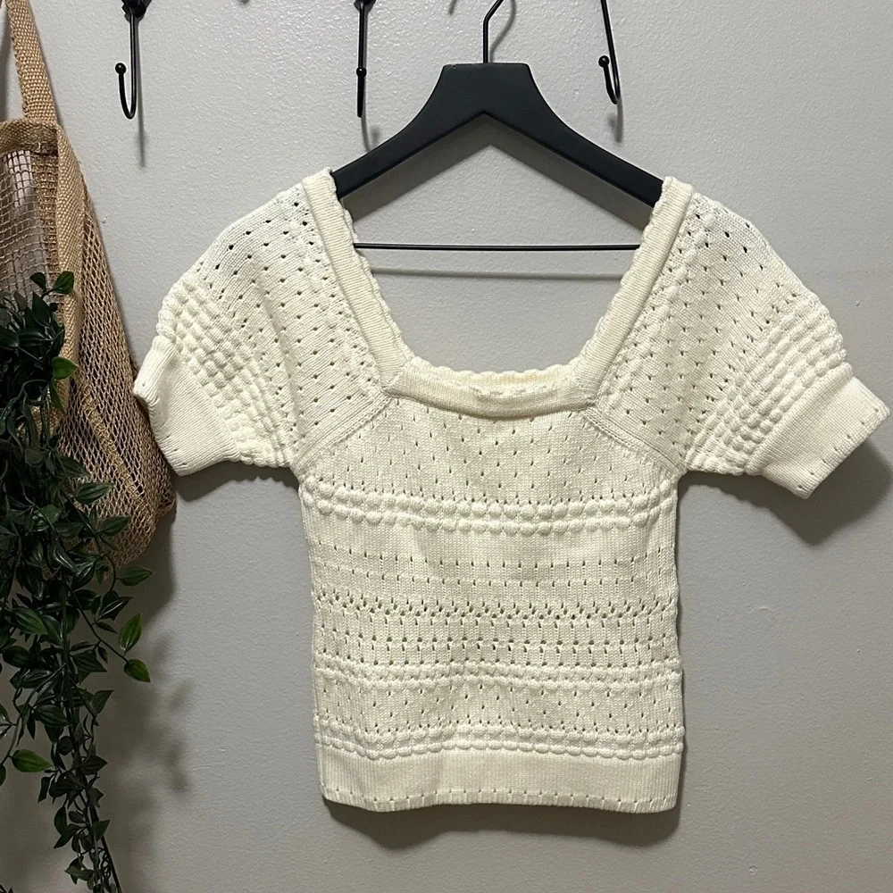 Faherty Pointelle Short Sleeve Sweater - Picture 2 of 4